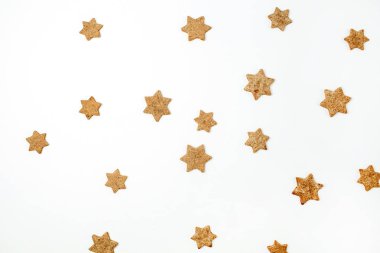 Zencefilli kurabiye desen beyaz arka plan üzerinde. Yat, görünüm Noel, yeni yıl kavramı top.