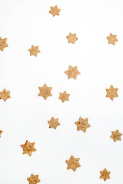 Zencefilli kurabiye desen beyaz arka plan üzerinde. Yat, görünüm Noel, yeni yıl kavramı top.