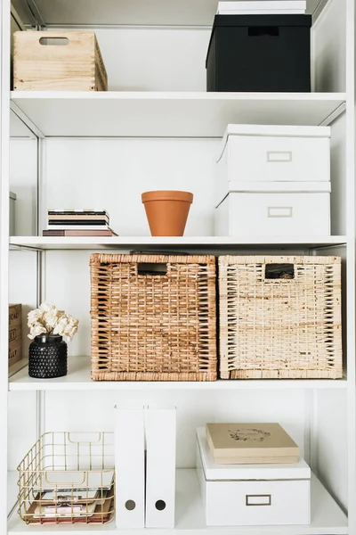 Meuble Bureau Moderne Concept Design Intérieur Étagères Rangement Avec Boîtes — Photo