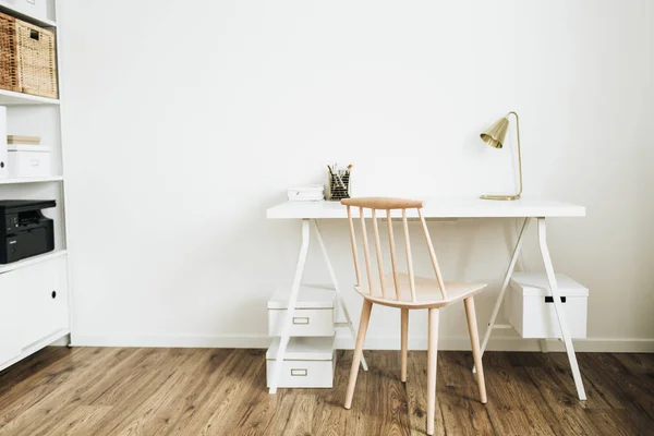 Concept Nordique Moderne Design Intérieur Minimal Table Bureau Chaise Bois — Photo