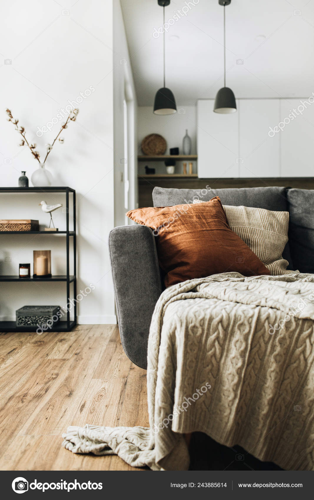 Modern Nordic Scandinavian Interior Design Bright Open Space Living Room Stock Photo Image By C Maximleshkovich 243885614
