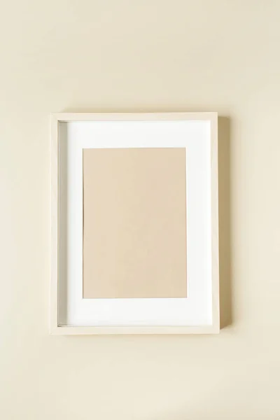 Minimal Photo Frame Beige Wall Modern Interior Design Concept Blank — Stock Photo, Image