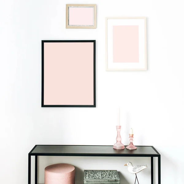 Pink Modern Minimal Skandinavisk Nordisk Inredningsdesign Koncept Dekorerad Med Mock — Stockfoto
