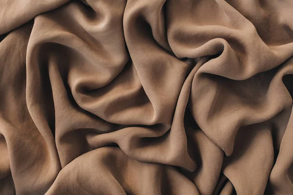 Braune Seide Zerknüllte Leinen Textur Muster Nahaufnahme Textiler Hintergrund — Stockfoto