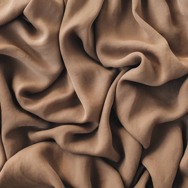 Braune Seide Zerknüllte Leinen Decke Textur Muster Nahaufnahme Textiler Hintergrund — Stockfoto