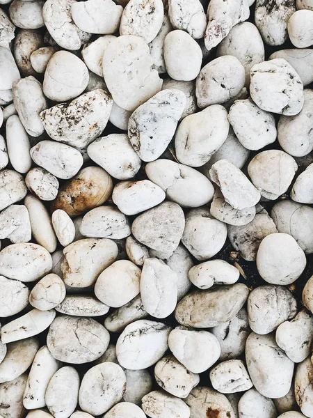 Beautiful white rocks and stones. Beautiful texture and pattern. Neutral background. Top view, flat lay.