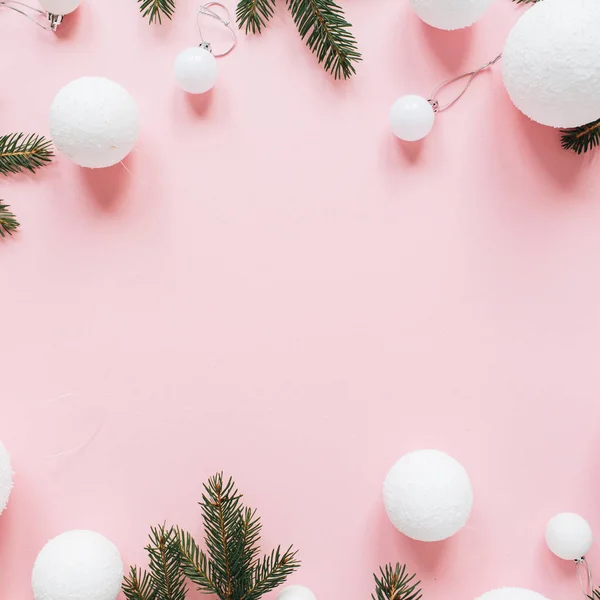 Navidad Año Nuevo Composición Vacaciones Simular Marco Con Espacio Copia —  Fotos de Stock