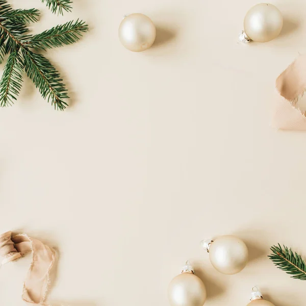 Composição Férias Natal Ano Novo Mock Quadro Com Espaço Branco — Fotografia de Stock