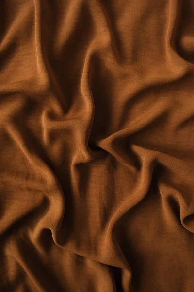 Braun Zerknüllte Textiltextur Aus Satin Modekonzept — Stockfoto