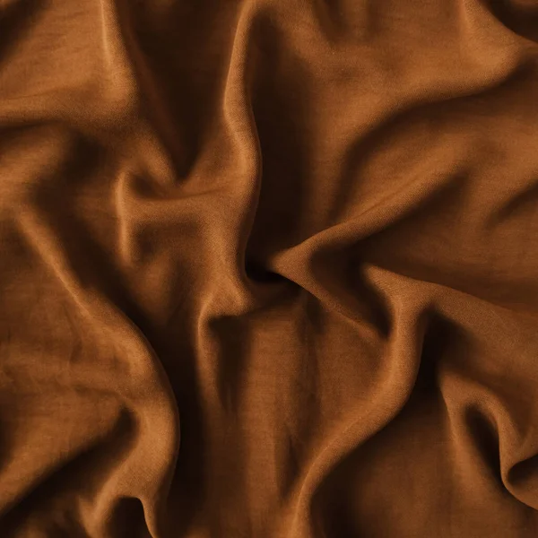 Braun Zerknüllte Textiltextur Aus Satin Modekonzept — Stockfoto