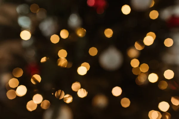 Размытые Золотые Рождественские Огни Боке — стоковое фото