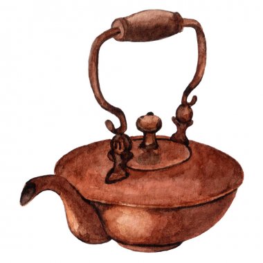 Çay partisi için suluboya Vintage Çaydanlık Seti.