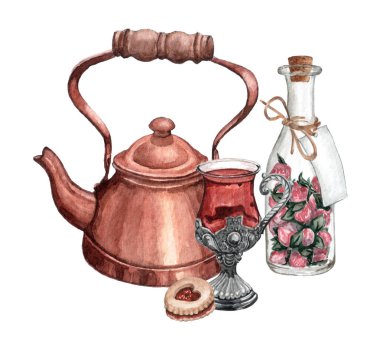 Çay partisi veya tören için suluboya kompozisyon