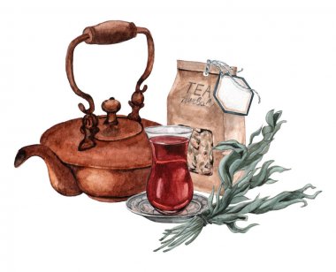 Çay partisi veya tören için suluboya kompozisyon