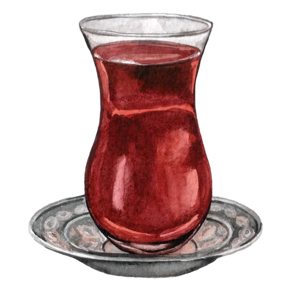 Vintage tarzında Metal daire ile suluboya çay bardağı — Stok fotoğraf