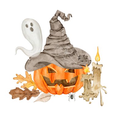 Suluboya Cadılar Bayramı gece klip illüstrasyonu