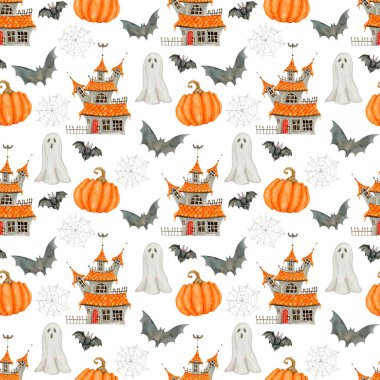 Suluboya Cadılar Bayramı kusursuz desen çizimi