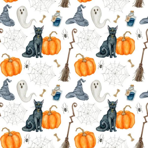 Suluboya Cadılar Bayramı kusursuz desen çizimi