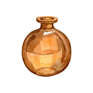 Suluboya, boho kahverengi cam şişe