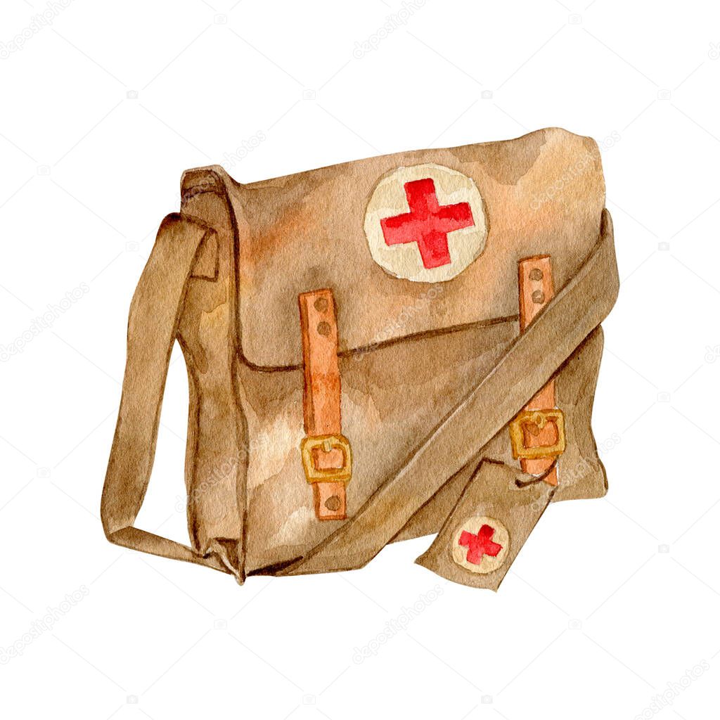 Watercolor doctors medical bag