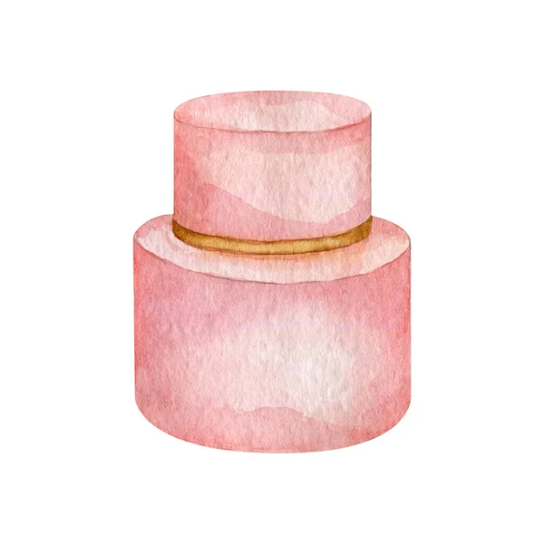 Akwarela słodki deser ciasto dla logo piekarni — Zdjęcie stockowe