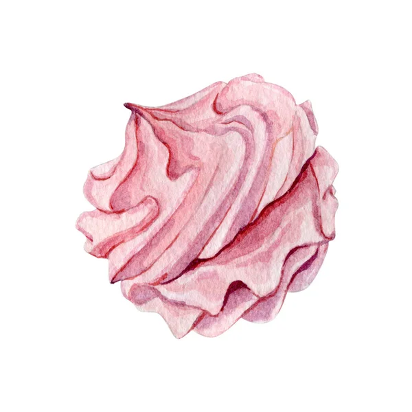 Akvarell söta maränger och marshmallows — Stockfoto