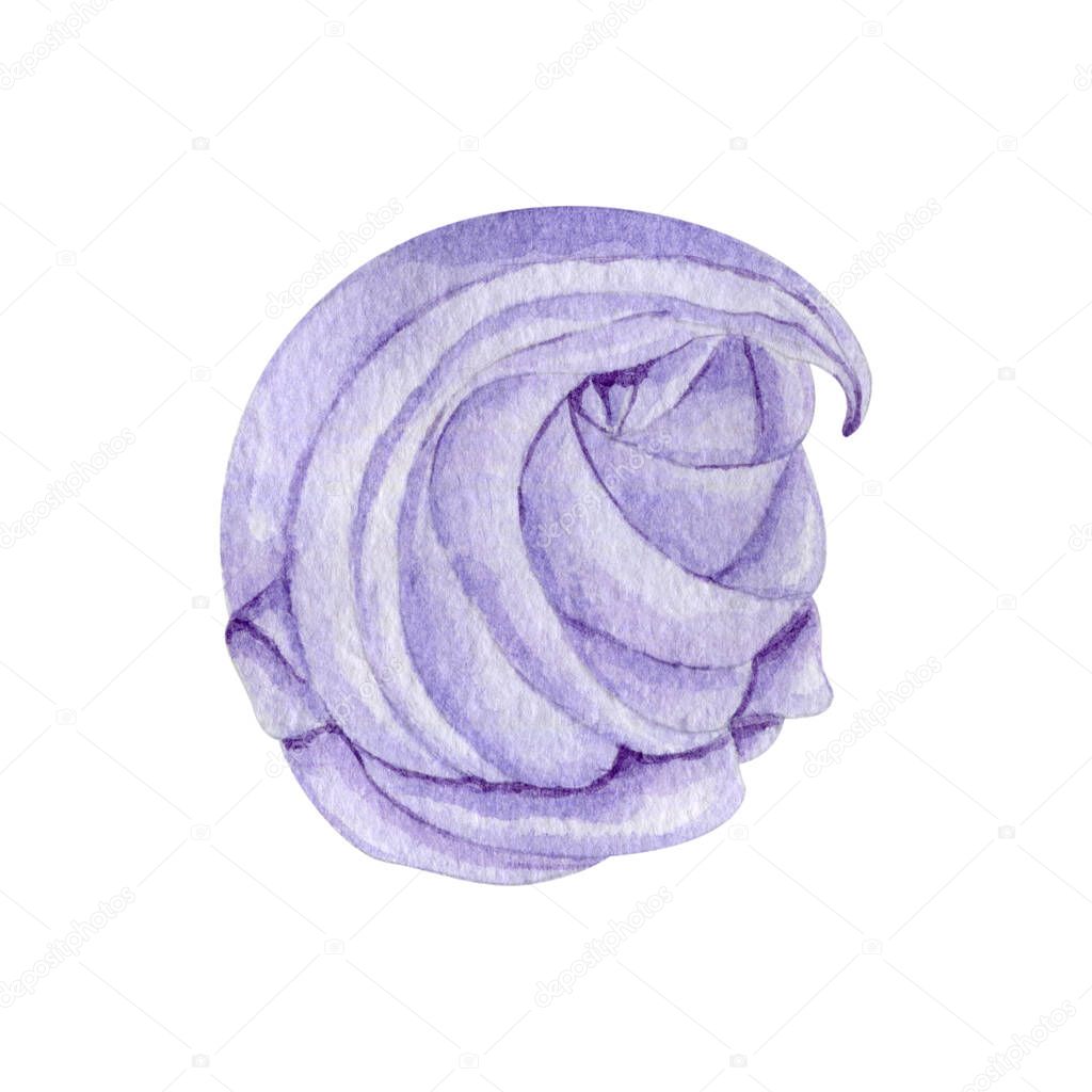 Watercolor sweet meringues and marshmallows. High quality illustration hand painted for creating bakery logo