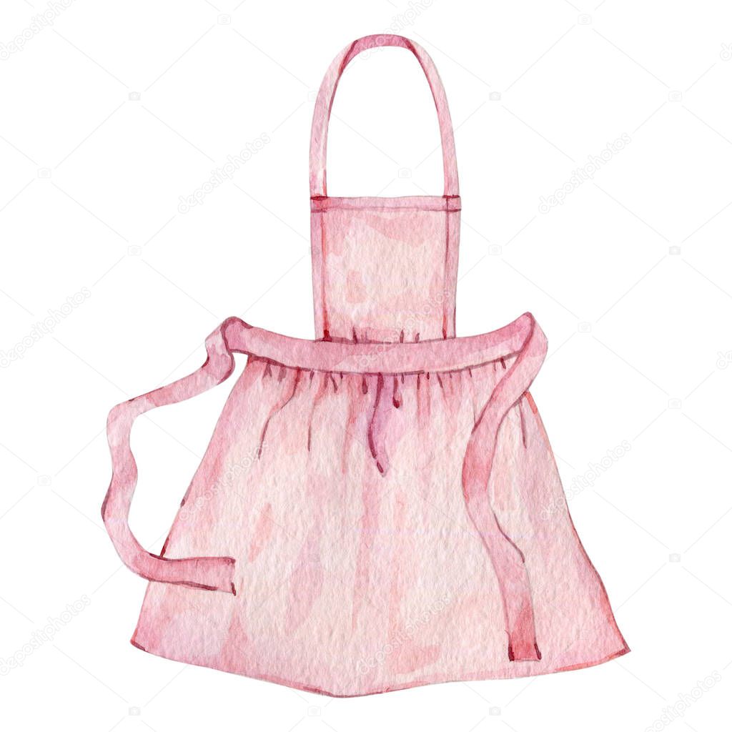 Watercolor pink apron for cook chef