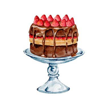 Pastane logosu için suluboya tatlı pasta tatlısı