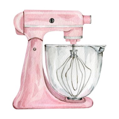 Diy pastane logosu yaratmak için suluboya pembe karıştırıcı