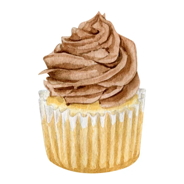 Aquarell Illustration von süßen Dessert Cupcakes — Stockfoto