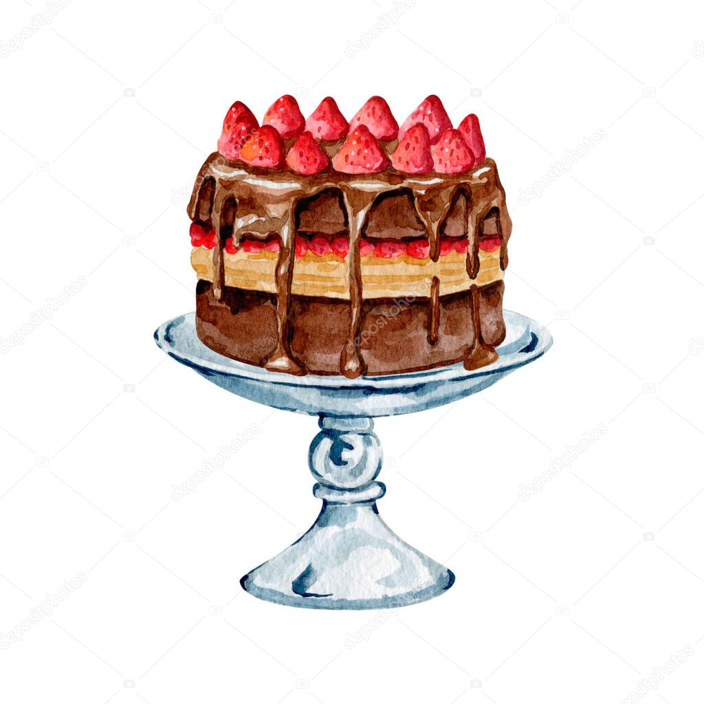 Watercolor sweet cake dessert for bakery logo