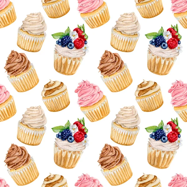 Watercolor seamless pattern for bakery projects