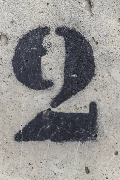 Αριθμός Δύο Ζωγραφισμένα Στένσιλ Στον Τοίχο Αριθμός Δύο Αριθμός — Φωτογραφία Αρχείου