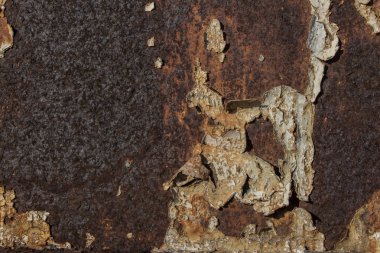 boya, eski metal demir pas amaç ve doku kalıntıları ile pas tarafından aşınmış metal