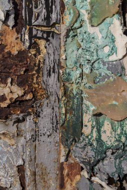 birkaç kat paslı metal farklı renkteki metal doku, paslı metal arka plan aşınmış.