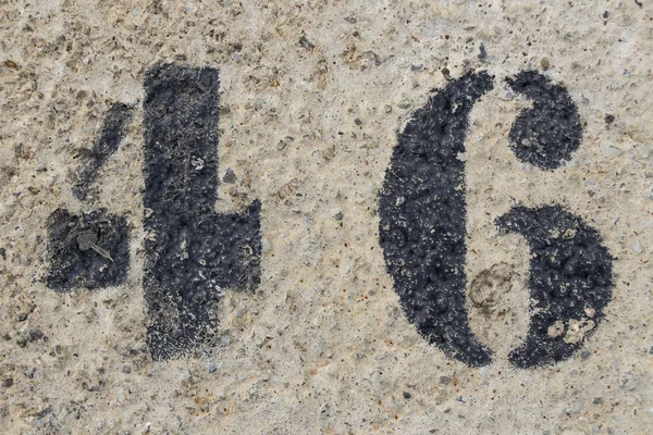 Numer Czterdzieści Sześć Malowane Wzornik Beton Walll — Zdjęcie stockowe