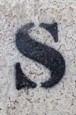 Şablon mektup sprey boya, s harfi