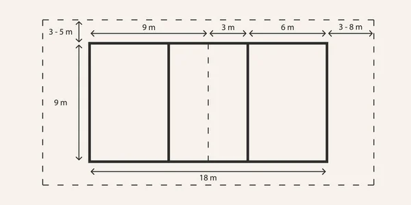 Voleybol sahası çizgisi standart ölçü simgesi logo vektörü.