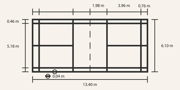 badminton alan çizgisi standart ölçü simgesi logo vektörü.