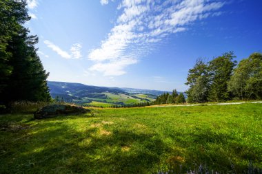 Rothaar Dağları 'ndaki Istenberg' deki Bruchhauser Steine yakınlarındaki manzara. Sauerland 'de yürüyüş patikaları..