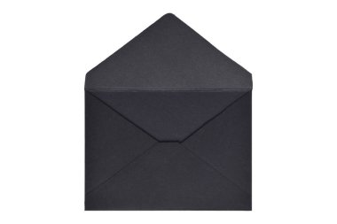 Beyaz arka planda siyah kağıt zarf izole