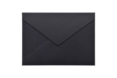 Beyaz arka planda siyah kağıt zarf izole