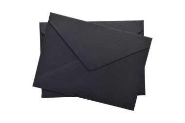 Beyaz arka planda siyah kağıt zarf izole