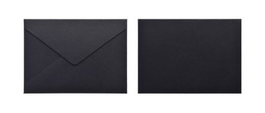 Öndeki ve arkadaki siyah zarf beyaz arkaplanda izole edilmiş