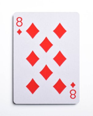 sekiz tane elmas beyaz zemin üzerine izole kart,