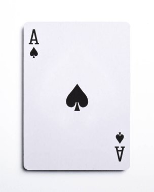 Ace of spades iskambil izole beyaz zemin üzerine,