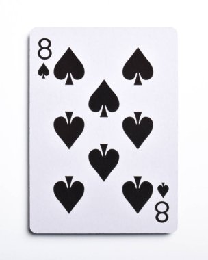 spades iskambil izole beyaz zemin üzerine, sekizi