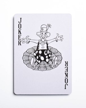 Oyun kartı jokeri, beyaz arkaplanda izole