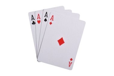 Set of four aces playing cards suits isolated on white background